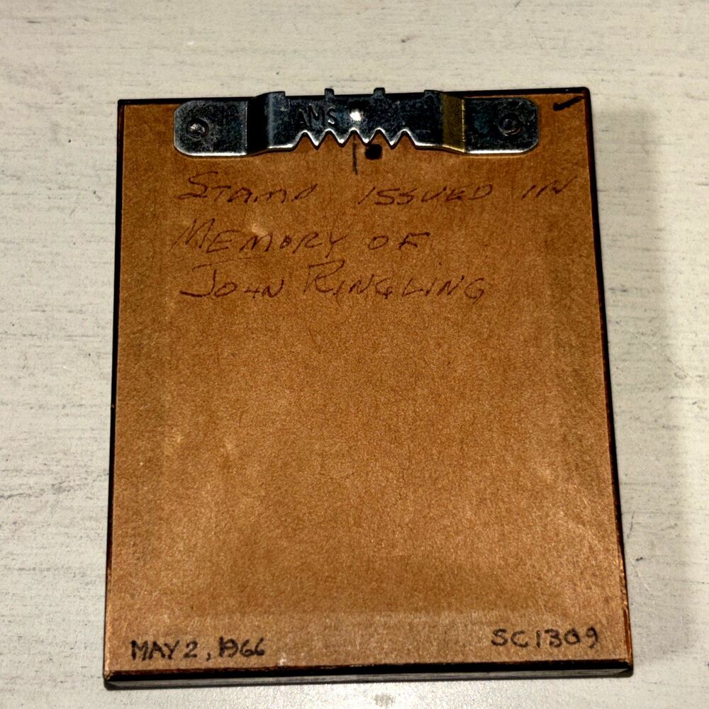 Framed Uncirculated 5cent Stamp  In Memory Of John Ringling 2.5” X 3” Vintage - Picture 2 of 2